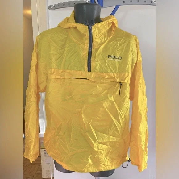 🏇🏽💛Polo Ralph Lauren Jeans Packable Windbreaker Jacket Yellow Blue Size M - Picture 10 of 12